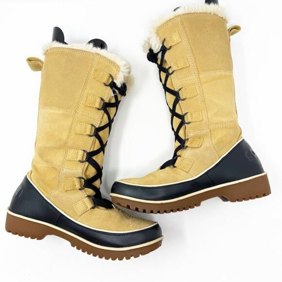 Sorel Tan Suede Tivoli High II Lace Up Boots Sz 6 Microfleece Lining Waterproof - Picture 5 of 10